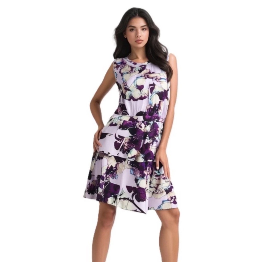 Banana Republic Lavender Floral Print Ruffle‎ Tiered Midi Dress Size 14
